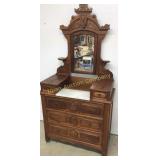 Victorian Walnut 3 Drawer Chest W/ Mirror