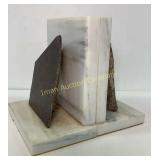 Marble & Petrified Wood Bookends 7"