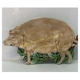 Rare Majolica Boar Pig Tray 7.5"