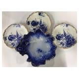 Flow Blue Plates, Scalloped Bowl
