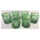 Green Cut To Clear Tumblers - 6