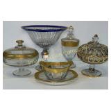 Gold Rimmed Comports and Dishes
