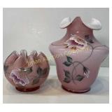 Fenton Cased Rose Bowl and Vase 7"