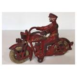 Vintage Cast Iron Police Toy Motorcycle