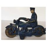 Vintage Cast Iron Police Toy Motorcycle
