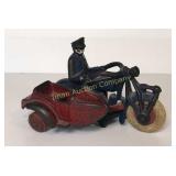 Vintage Cast Iron Police Toy Motorcycle