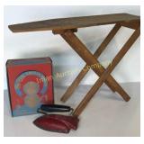 Childrens Ironing Board, Iron, Coffee Pot