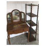 Vanity, Wood Shelving, Sewing Machine