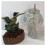 Vintage Duck Light, Pattern Glass Lamp