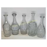 Early Hand Blown Flint Glass Bar Bottles 12"-5