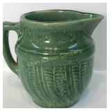 Green Stoneware Water Pitcher 7"
