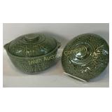 Green Stoneware Covered Casserole 8"
