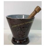 Old China Mortar & Wooden Pestle