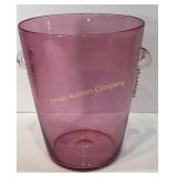Cranberry Color Glass Vase W/ Handles 8"