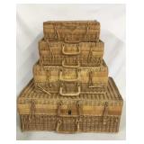 Nest of Wicker Suitcases