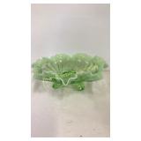 Green Opalescent Footed Dish 9"