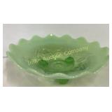 Green Opalescent Footed Bowl