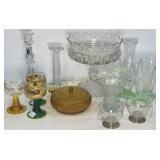 Pattern Glass Compote, Sterling Base Cream Sugar,