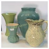 Large Pottery Vases, Metlox, Spongeware Pitcher