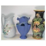 Moss Rose Pitcher, Niloak,  Asian Type Vase 16"