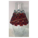 Antique Beaded Oil Lamp Shade 3" Round