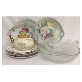 Hand Painted Plates, Teapot, Etc