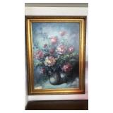 Floral Oil On Canvas, Artist Signed