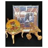 Doll Trunks, Wooden Trike, 2 Wood Stools