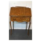 Oak drop front desk and chair
