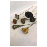 7 Hat Pins, Rare Dog, Nouveau, Jeweled and Others
