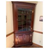 Vintage 12 pane corner cupboard w key