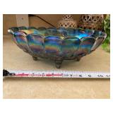 Carnival glass footed bowl