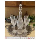 Cut glass crystal decanter and stemware