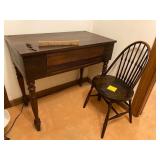 Antique spinet desk and chair