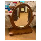 Dresser top mirror with drawers