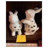 2 ceramic bunnies