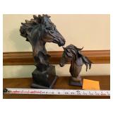 2 resin horse busts