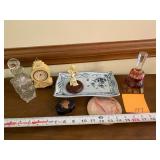 Bell, decanter, tray + other