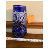 Cobalt blue cut glass vase