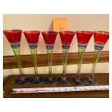 6 decorated stemware
