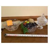 Coin glass and 2 glass bowls