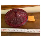 Ruby red glass candy dish