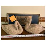 Ceramic swans and tray