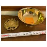 Brass bowl and confederate trivet