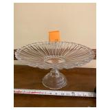 Large glass cake plate