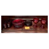 25 pieces ruby red glassware