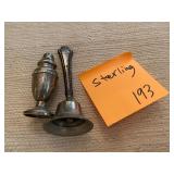 Sterling shaker and bell (sterling handle)