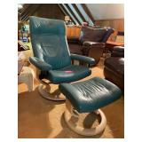 Green recliner and ottoman