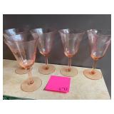 5 etched pink stemware