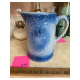 Blue salt glaze pitcher
